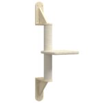 Kattenmeubel wandgemonteerd met krabpaal 85,5 cm crèmekleurig – Image 2