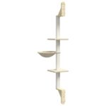Kattenmeubel wandgemonteerd met krabpaal 142,5 cm crèmekleurig - Afbeelding 6