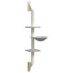 Kattenmeubel wandgemonteerd met krabpaal 142,5 cm lichtgrijs - Image 2