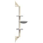 Kattenmeubel wandgemonteerd met krabpaal 142,5 cm lichtgrijs - Image 5