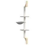 Kattenmeubel wandgemonteerd met krabpaal 142,5 cm lichtgrijs - Image 6