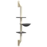 Kattenmeubel wandgemonteerd met krabpaal 142,5 cm donkergrijs - Image 2