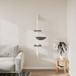 Kattenmeubel wandgemonteerd met krabpaal 142,5 cm donkergrijs - Image 3