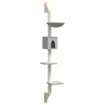 Kattenmeubel wandgemonteerd met krabpaal 187 cm lichtgrijs - Afbeelding 2