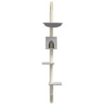 Kattenmeubel wandgemonteerd met krabpaal 187 cm lichtgrijs - Afbeelding 4