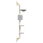 Kattenmeubel wandgemonteerd met krabpaal 187 cm lichtgrijs - Afbeelding 5
