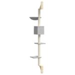 Kattenmeubel wandgemonteerd met krabpaal 187 cm lichtgrijs - Afbeelding 6