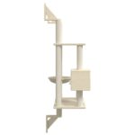 Kattenmeubel wandgemonteerd met krabpaal 153 cm crèmekleurig - Image 5
