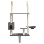 Kattenmeubel wandgemonteerd met krabpaal 153 cm donkergrijs - Afbeelding 4