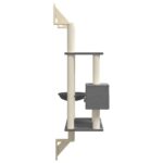 Kattenmeubel wandgemonteerd met krabpaal 153 cm donkergrijs - Afbeelding 5