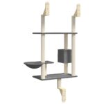 Kattenmeubel wandgemonteerd met krabpaal 153 cm donkergrijs - Afbeelding 6