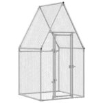Kippenhok 100x100x190 cm gegalvaniseerd staal zilverkleurig - Afbeelding 2