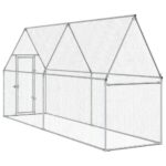 Kippenhok 400x100x190 cm gegalvaniseerd staal zilverkleurig – Image 7