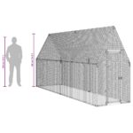 Kippenhok 400x100x190 cm gegalvaniseerd staal zilverkleurig – Image 11