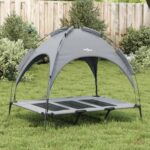 Hondenmand met luifel oxford stof en staal antracietkleurig - Image 3