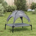 Hondenmand met luifel oxford stof en staal antracietkleurig - Image 3