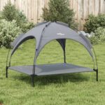 Hondenmand met luifel oxford stof en staal antracietkleurig – Image 3