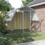Kippenhokken met dak en deur gegalvaniseerd staal zilverkleurig - Image 3