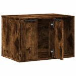 Kattenbakkast 60x40x40 cm bewerkt hout gerookt eikenkleurig - Afbeelding 4