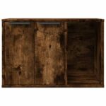 Kattenbakkast 60x40x40 cm bewerkt hout gerookt eikenkleurig - Afbeelding 5