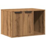 Kattenbakkast 60x40x40 cm bewerkt hout artisanaal eikenkleurig - Afbeelding 2