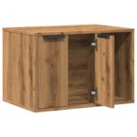 Kattenbakkast 60x40x40 cm bewerkt hout artisanaal eikenkleurig - Afbeelding 4