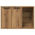 Kattenbakkast 60x40x40 cm bewerkt hout artisanaal eikenkleurig - Afbeelding 5