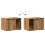 Kattenbakkast 60x40x40 cm bewerkt hout artisanaal eikenkleurig - Afbeelding 8