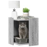 Kattenbakkast 42x42x51 cm bewerkt hout grijs sonoma eikenkleur - Afbeelding 3