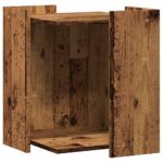 Kattenbakkast 42x42x51 cm bewerkt hout oud houtkleurig - Afbeelding 2
