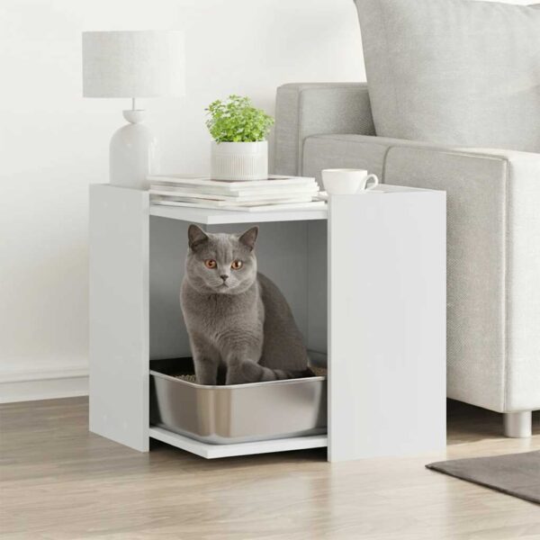 Kattenbakkast 53x53x51 cm bewerkt hout wit
