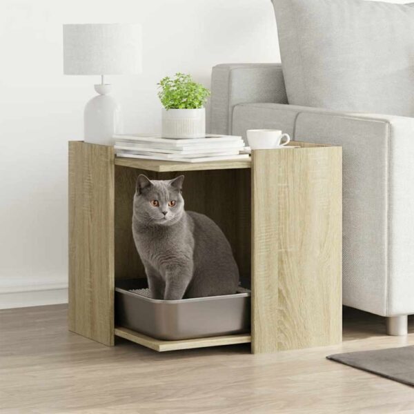 Kattenbakkast 53x53x51 cm bewerkt hout sonoma eikenkleurig