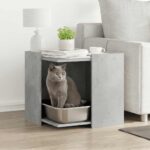 Kattenbakkast 53x53x51 cm bewerkt hout betongrijs