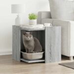 Kattenbakkast 53x53x51 cm bewerkt hout grijs sonoma eikenkleur
