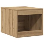 Kattenbakkast 47x59x42 cm bewerkt hout artisanaal eikenkleurig - Afbeelding 2