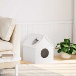 Kattenhuis 41x50x50 cm massief grenenhout wit – Image 2