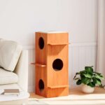 Kattenhuis 43x43x90 cm massief grenenhout wasbruin - Afbeelding 2