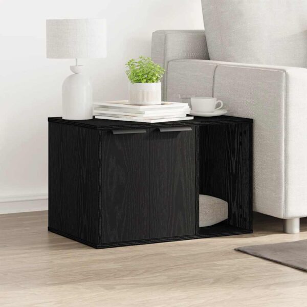Kattenbakomheining zwart eiken 60x40x40 cm bewerkt hout